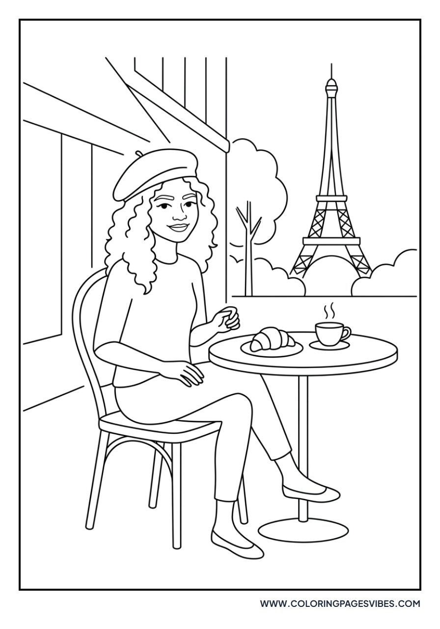 Zendaya in a Paris Cafe