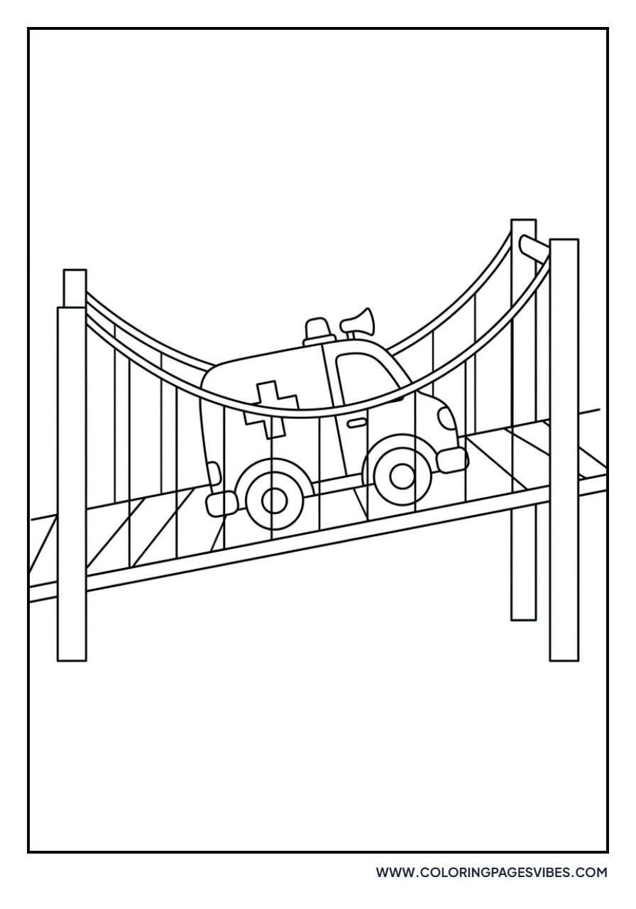 Ambulance Crossing a Bridge