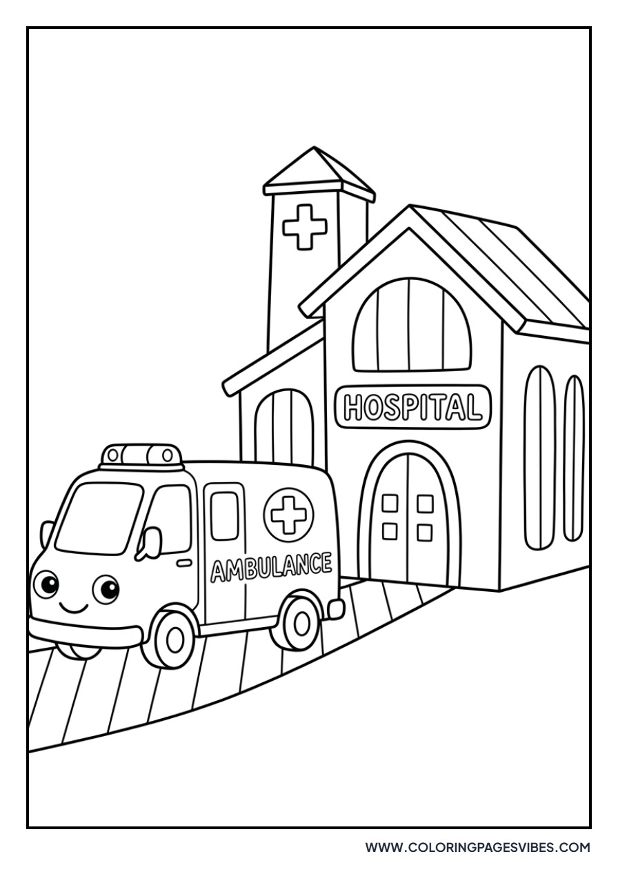 Ambulance Near a Hospital