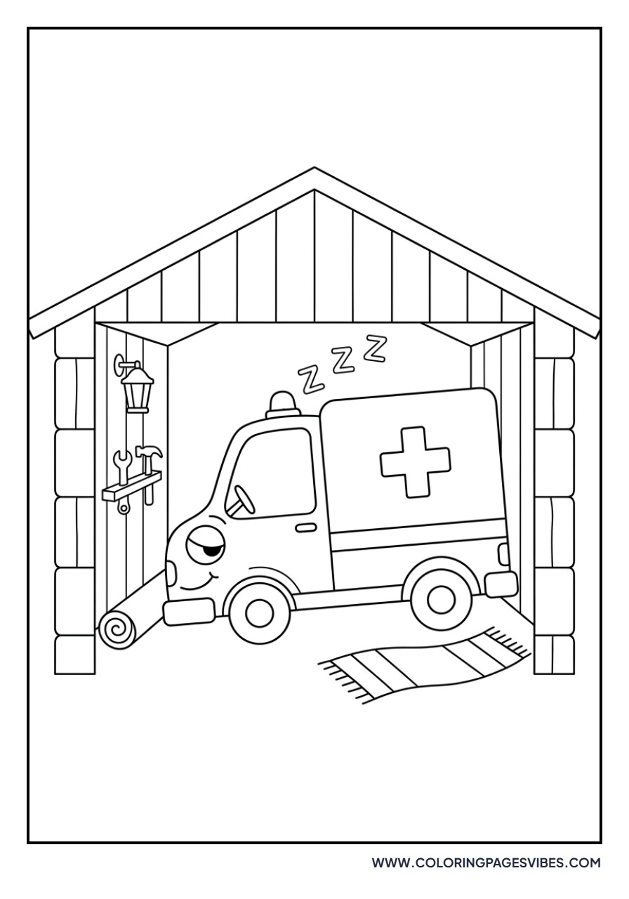 Ambulance Sleeping in Garage