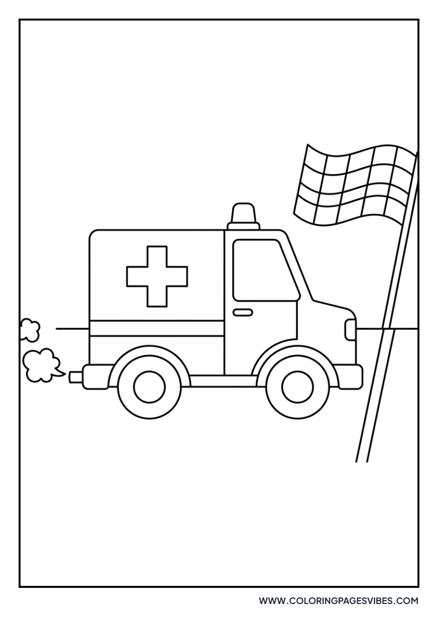 Ambulance with Checkered Flag