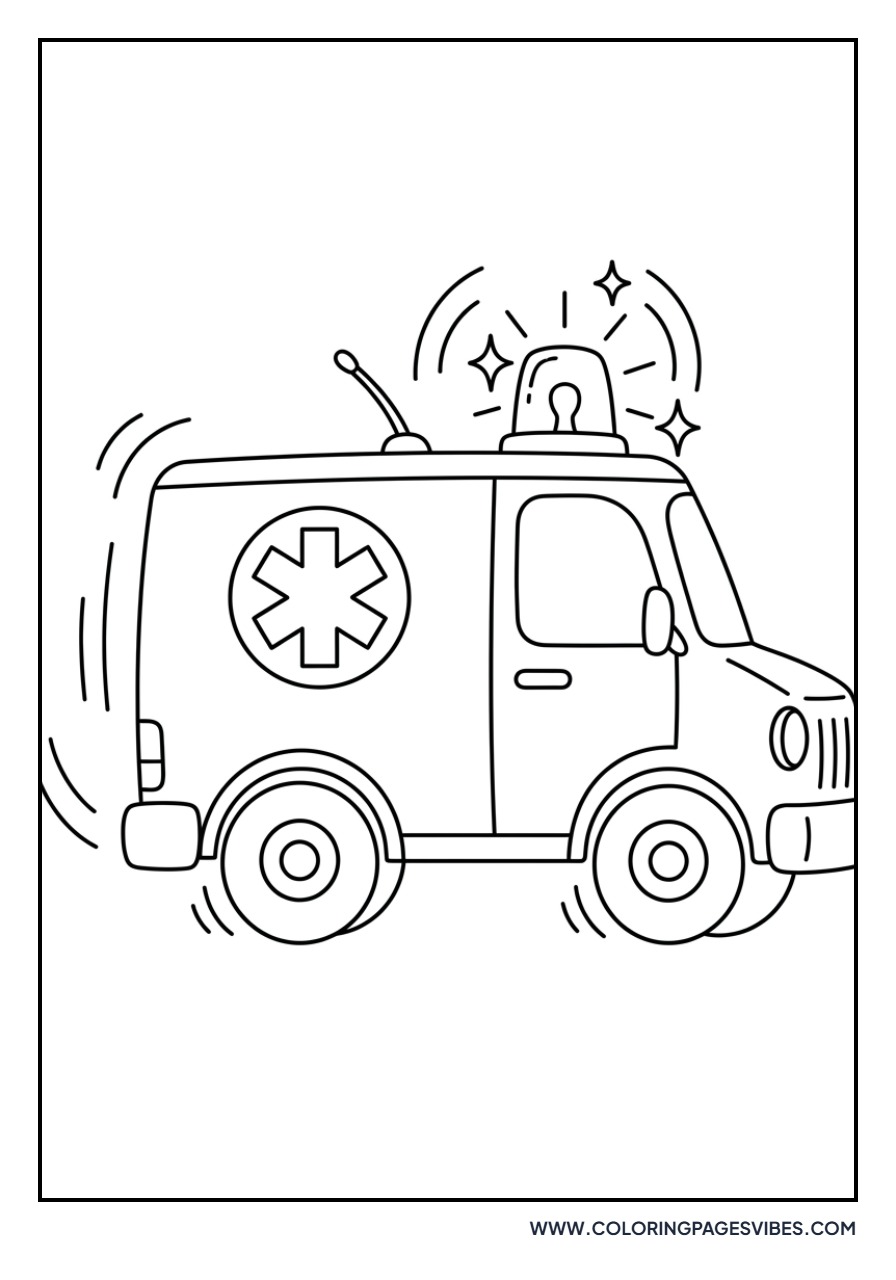 Ambulance with Flashing Siren