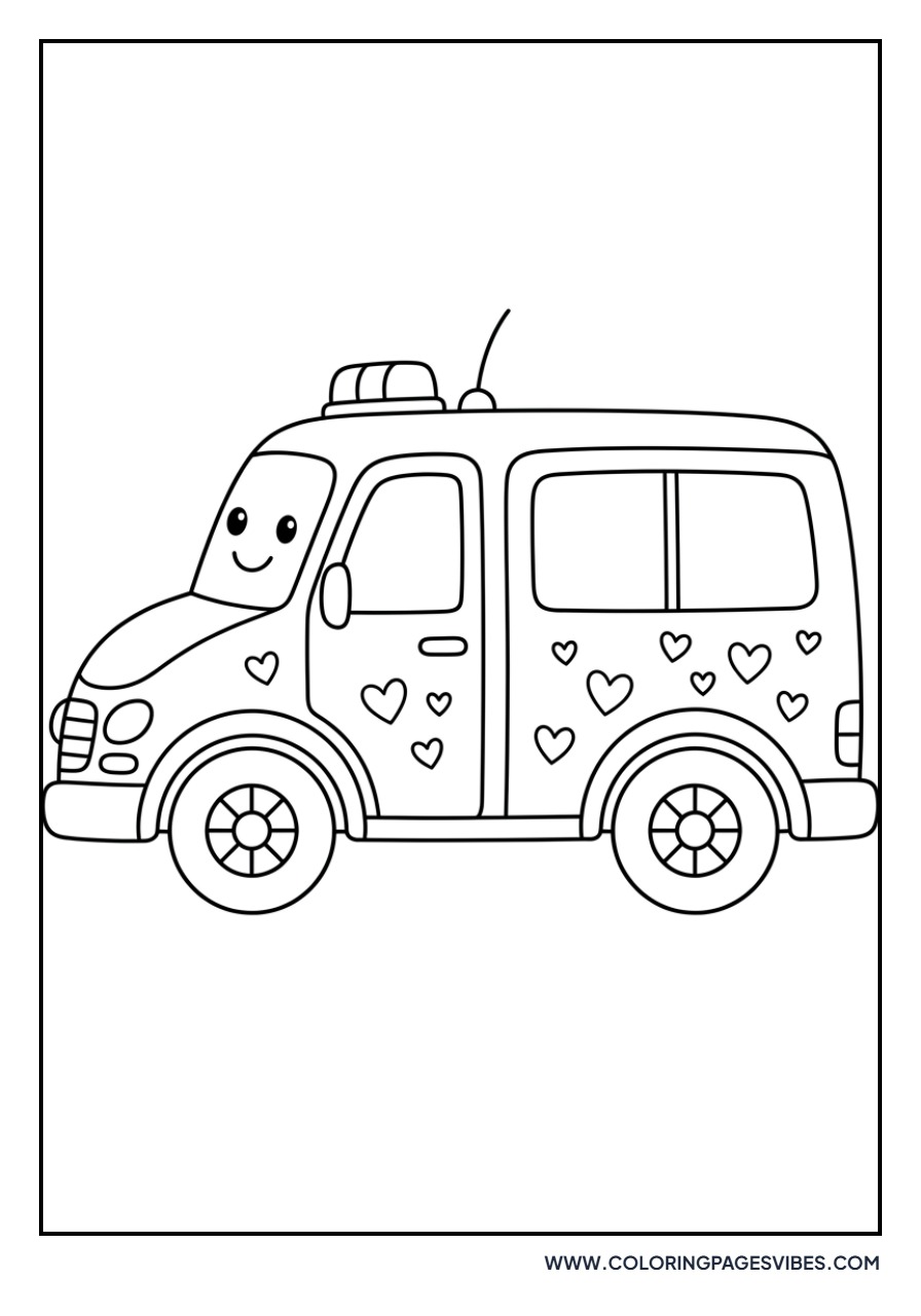 Ambulance with Heart Symbols