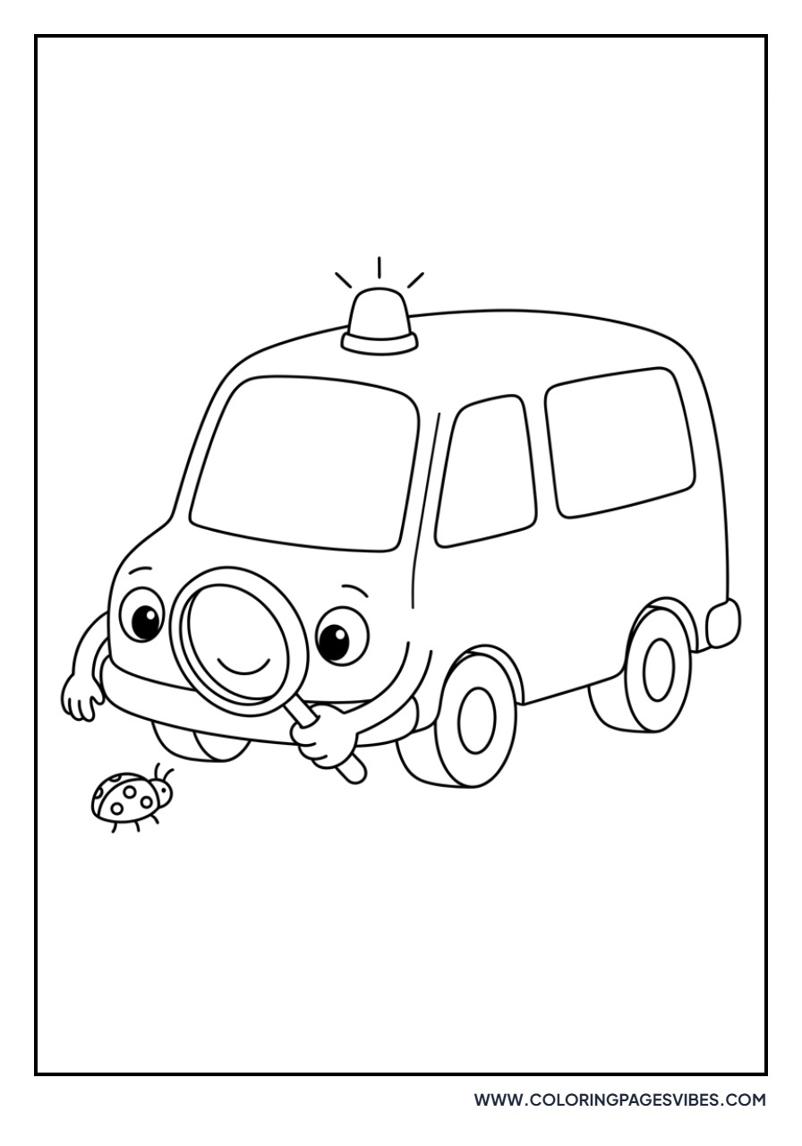 Ambulance with Magnifying Glass
