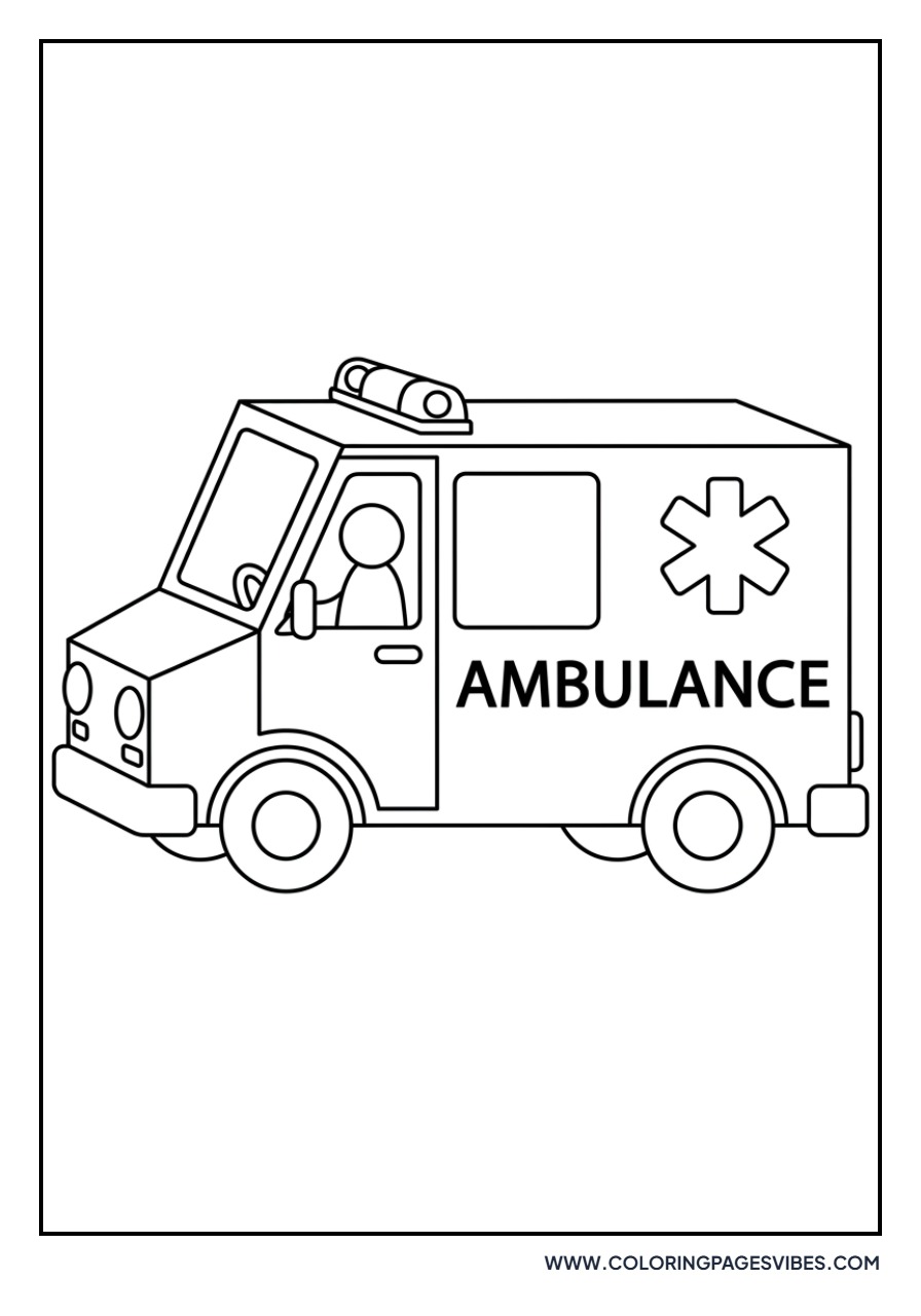 Boxy Retro Cartoon Ambulance