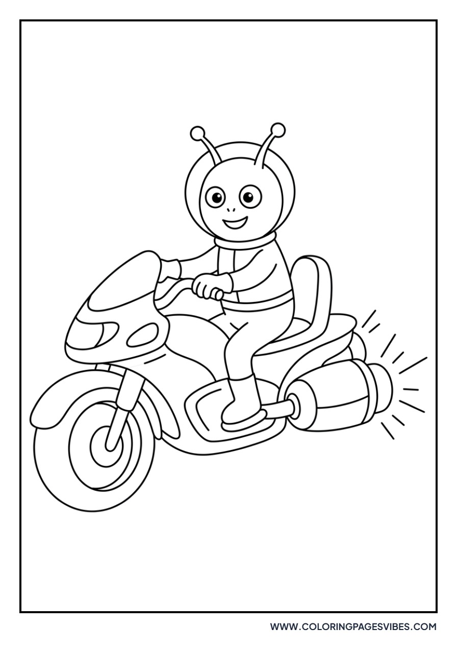 Alien in a Flying Bike