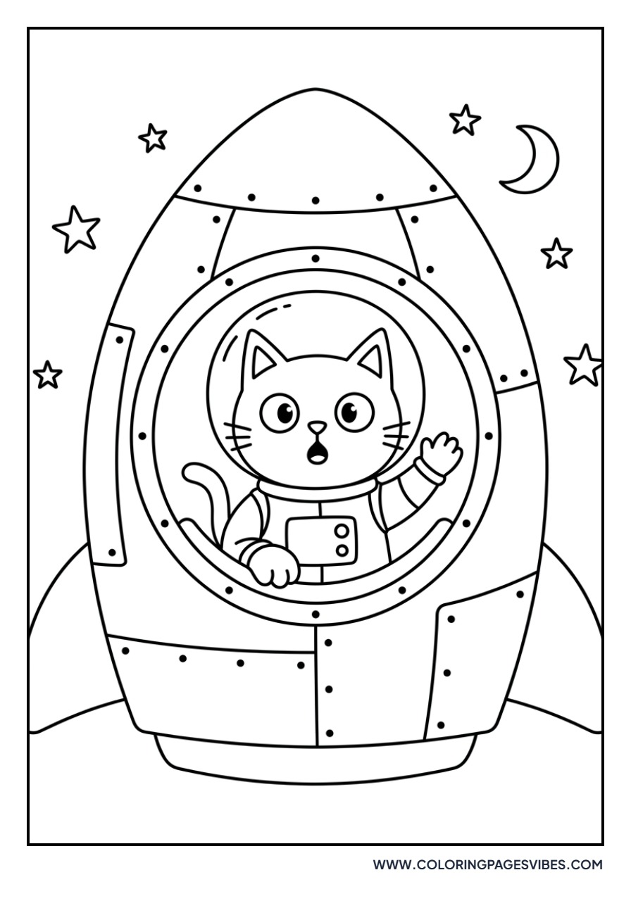 Cat Astronaut Rocket