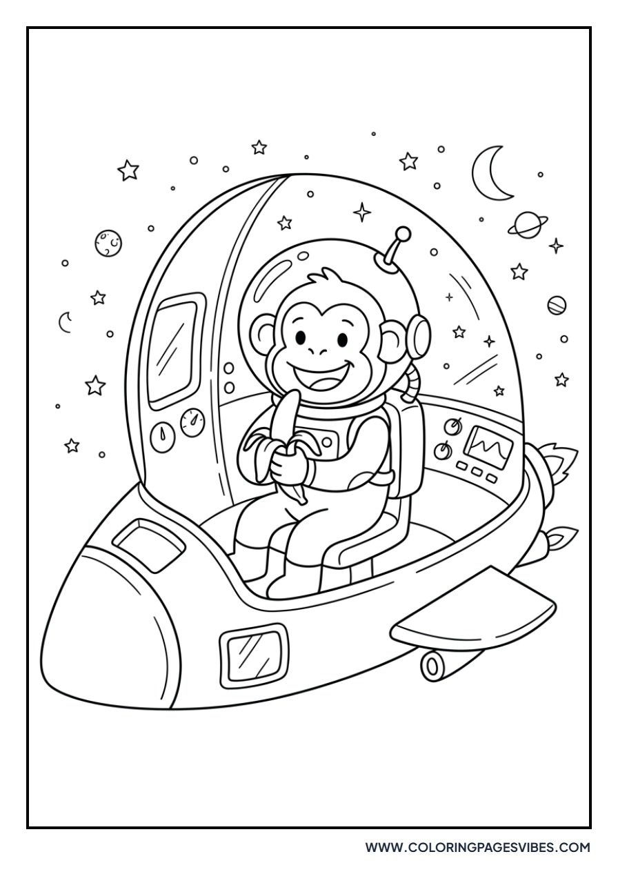 Monkey Astronaut Rocket