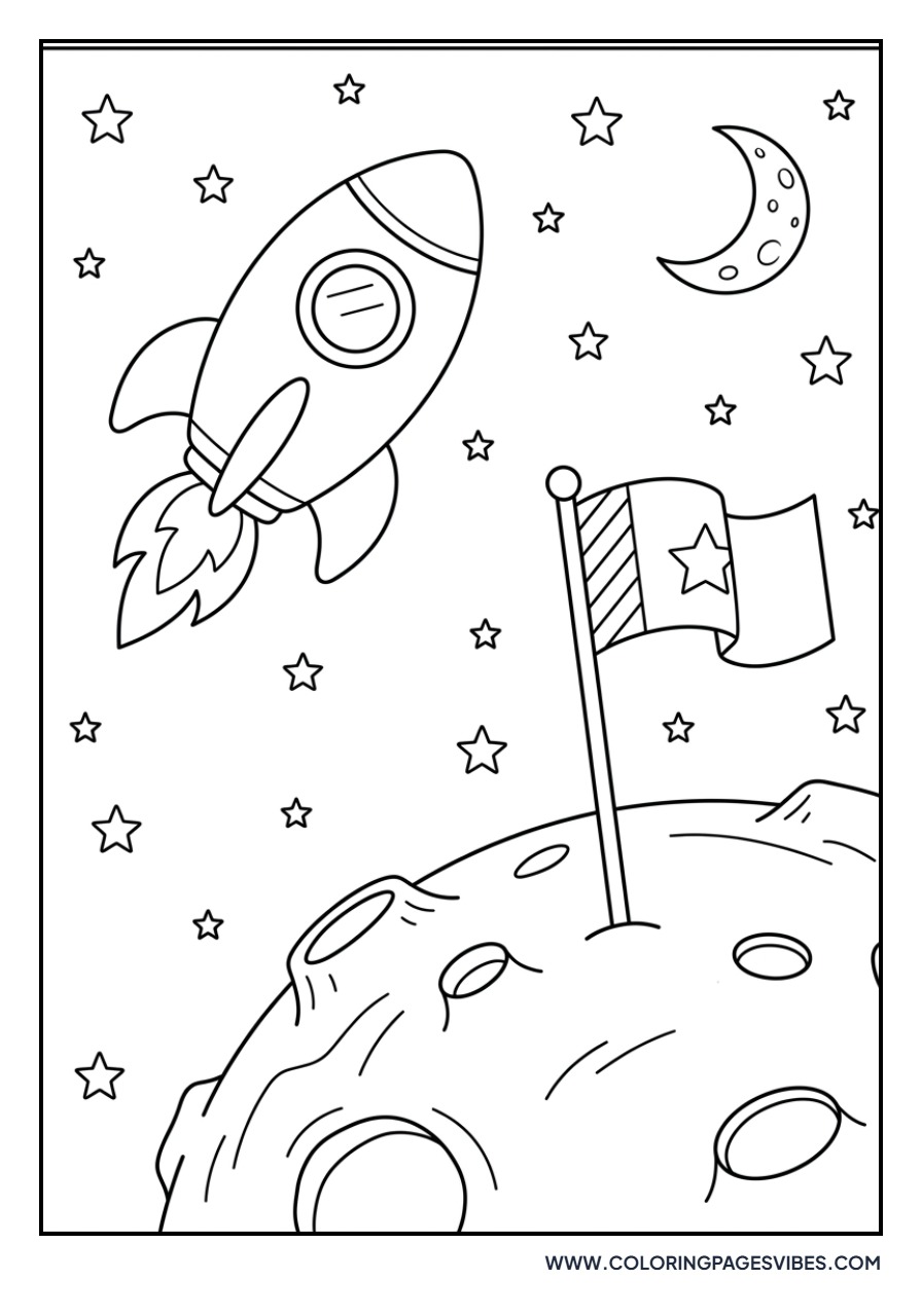 Rocket and Astronaut Flag