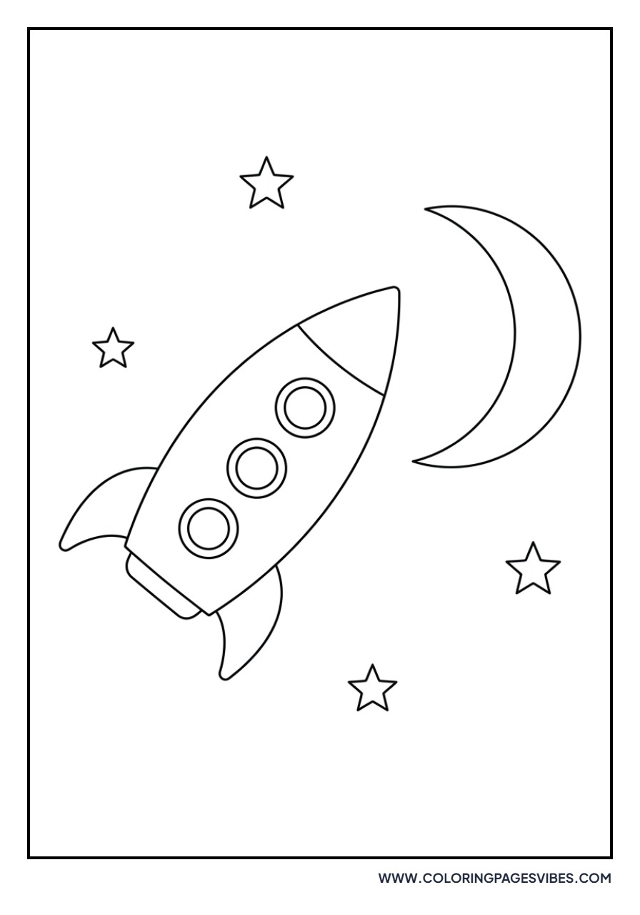 Rocket and Crescent Moon
