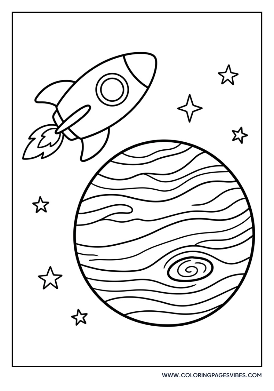 Rocket and Planet Jupiter