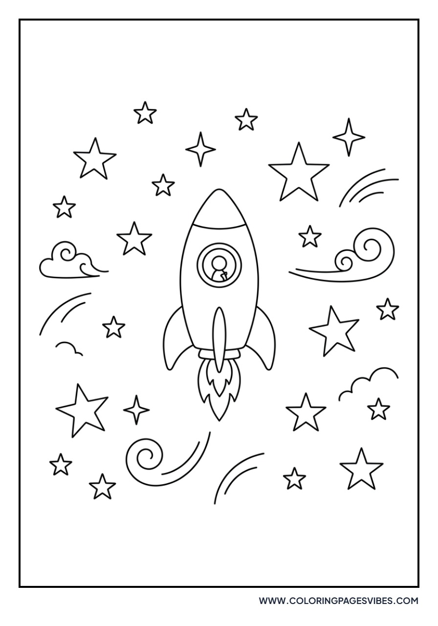 Rocket in Starry Galaxy