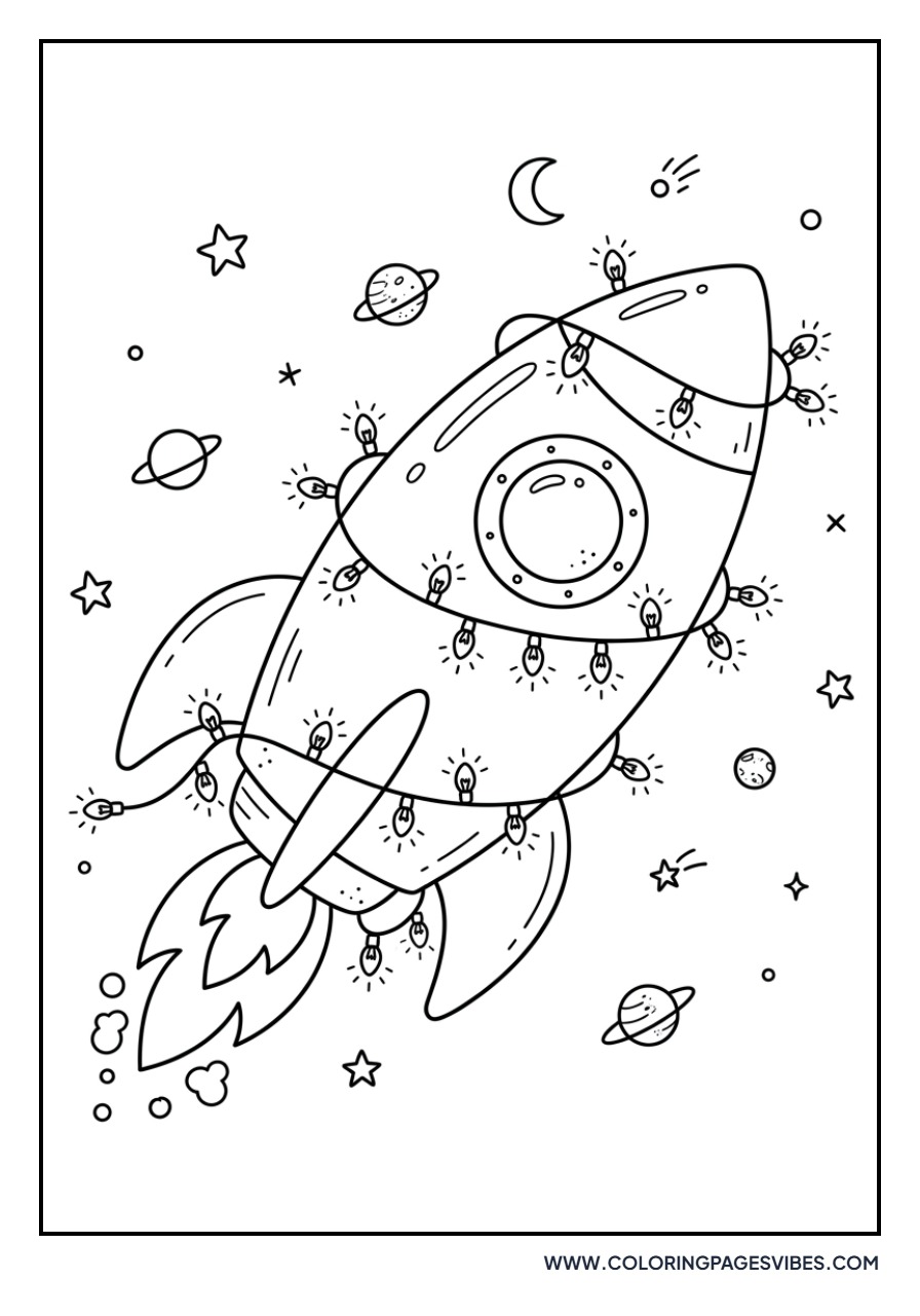 Rocket with Christmas Lights