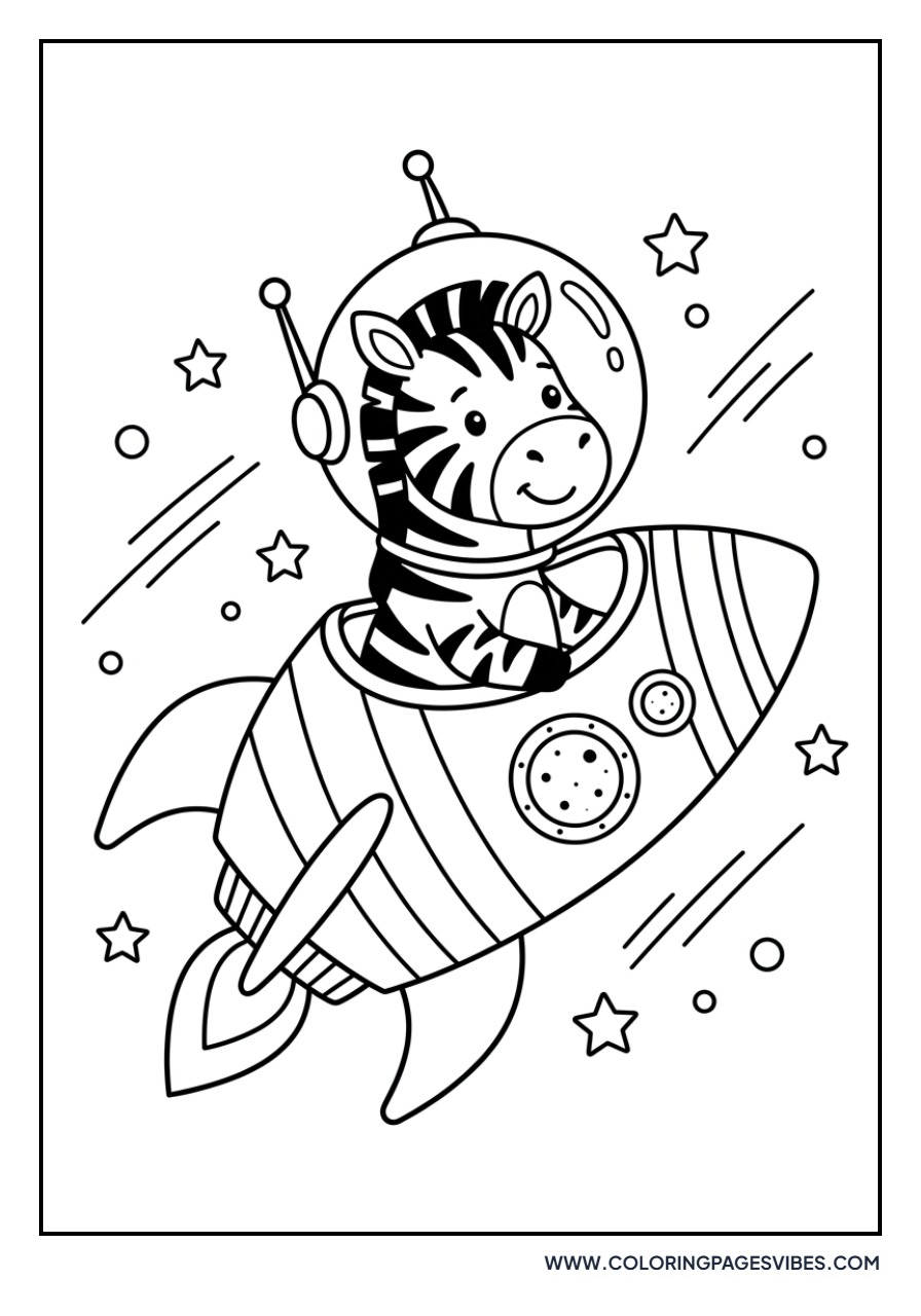 Zebra Astronaut Rocket